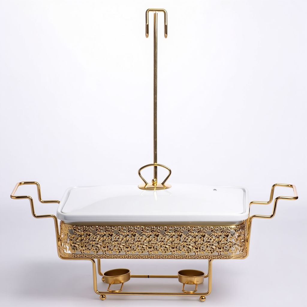 Мармит прямоугольный на золотой стойке с подогревом 2 л (YL-78)