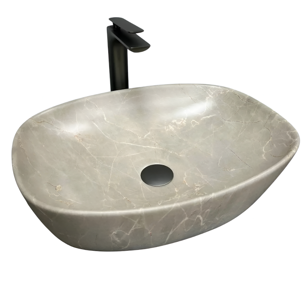 Раковина накладная VBI Olbia Beige Stone Matt 375x495 мм прямоугольная Черный (RM-VBI-014301)