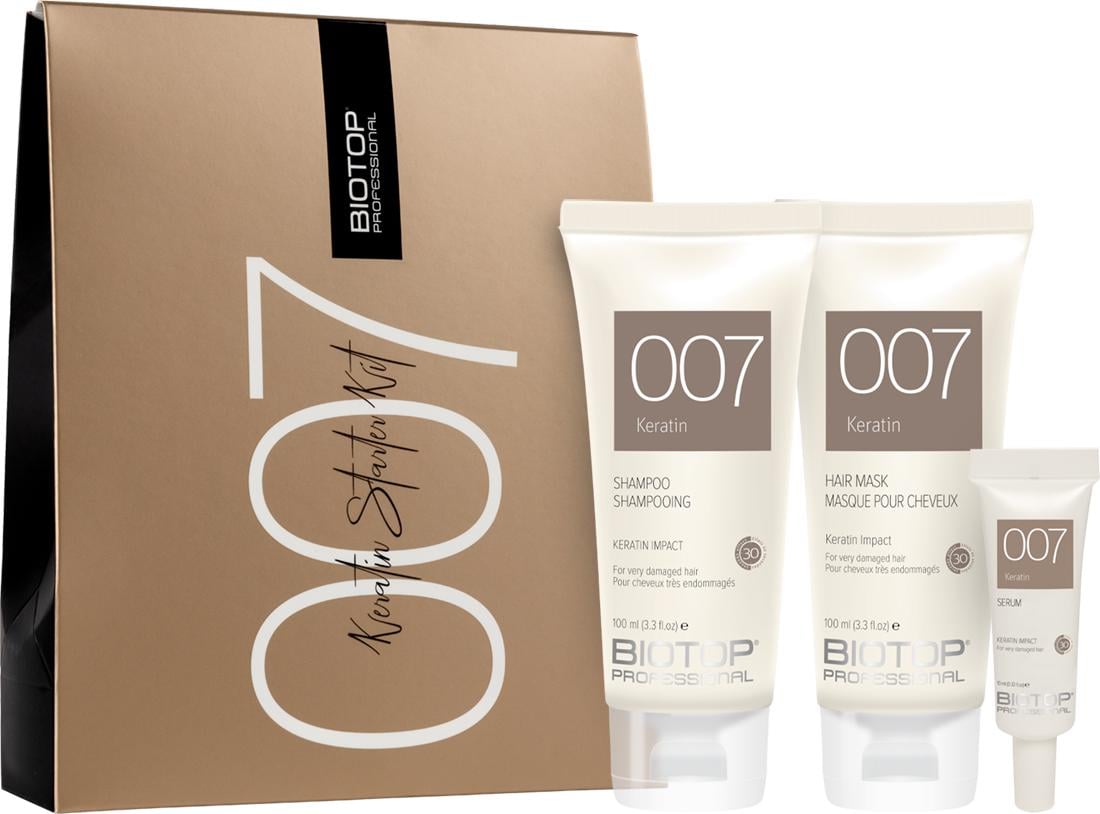 Набір стартовий для волосся BIOTOP 007 Keratin шампунь 100 мл/маска 100 мл/сироватка 10 мл (31872)