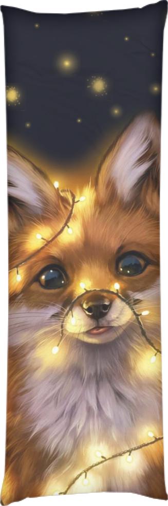 Подушка дакимакура Fox and Christmas Lights 40х100 см (13534034)
