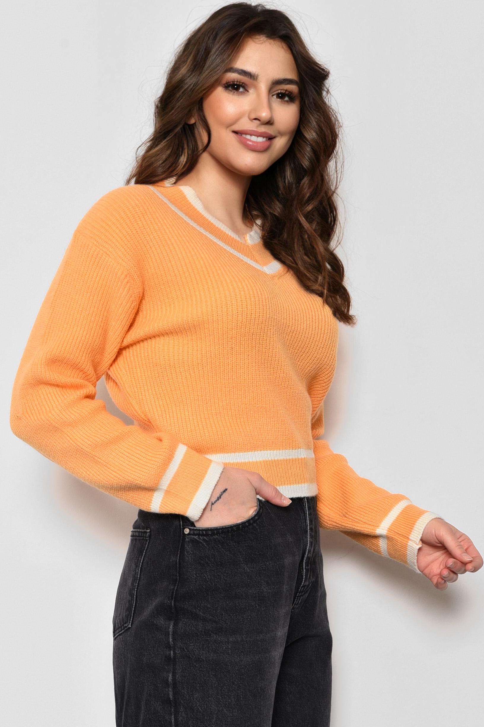 Свитер женский M-L Оранжевый (174192) - фото 2 Свитер женский M-L Оранжевый (174192) - фото 2