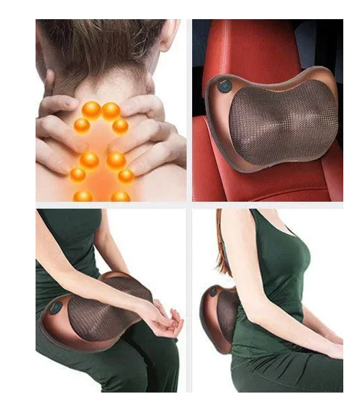 Массажная подушка инфракрасная Massage pillow для шеи и спины Коричневый (-1903764017) - фото 7