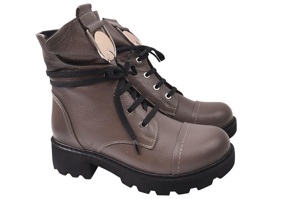 Ботинки женские Sattini из кожи на платформе на шнуровку р. 39 Коричневый (164-21ZHC)
