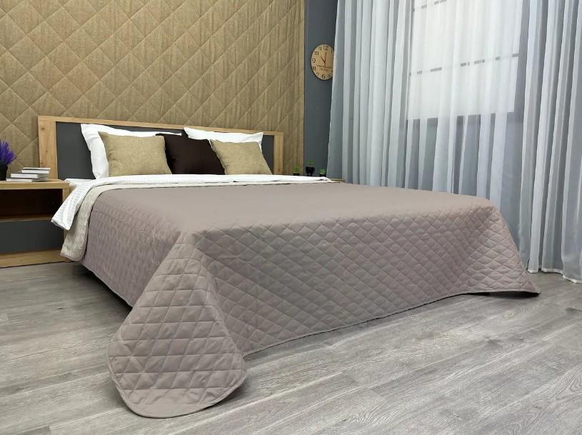 Покривало на ліжко/диван двостороннє Decorator Ultra Sonic Microfiber 160х215 см Сіро-коричневий/Бежевий (85-010) - фото 9