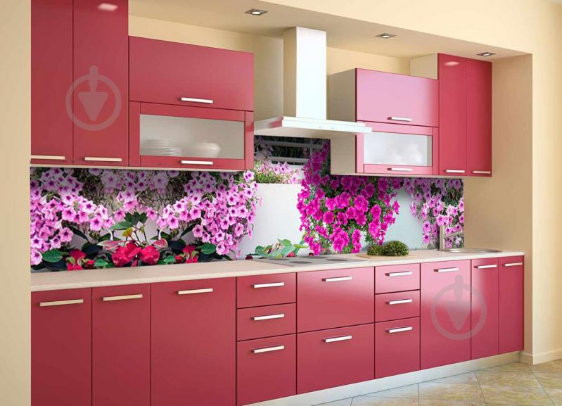 Скинали на кухню Zatarga «Петуньи» 600х3000 мм виниловая 3Д наклейка кухонный фартук самоклеящаяся Z180819/2