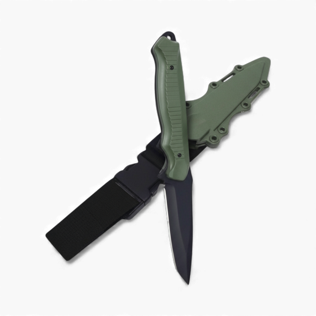 Ніж мисливський тренувальний Univerza страйкбольний макет з піхвами Зелений