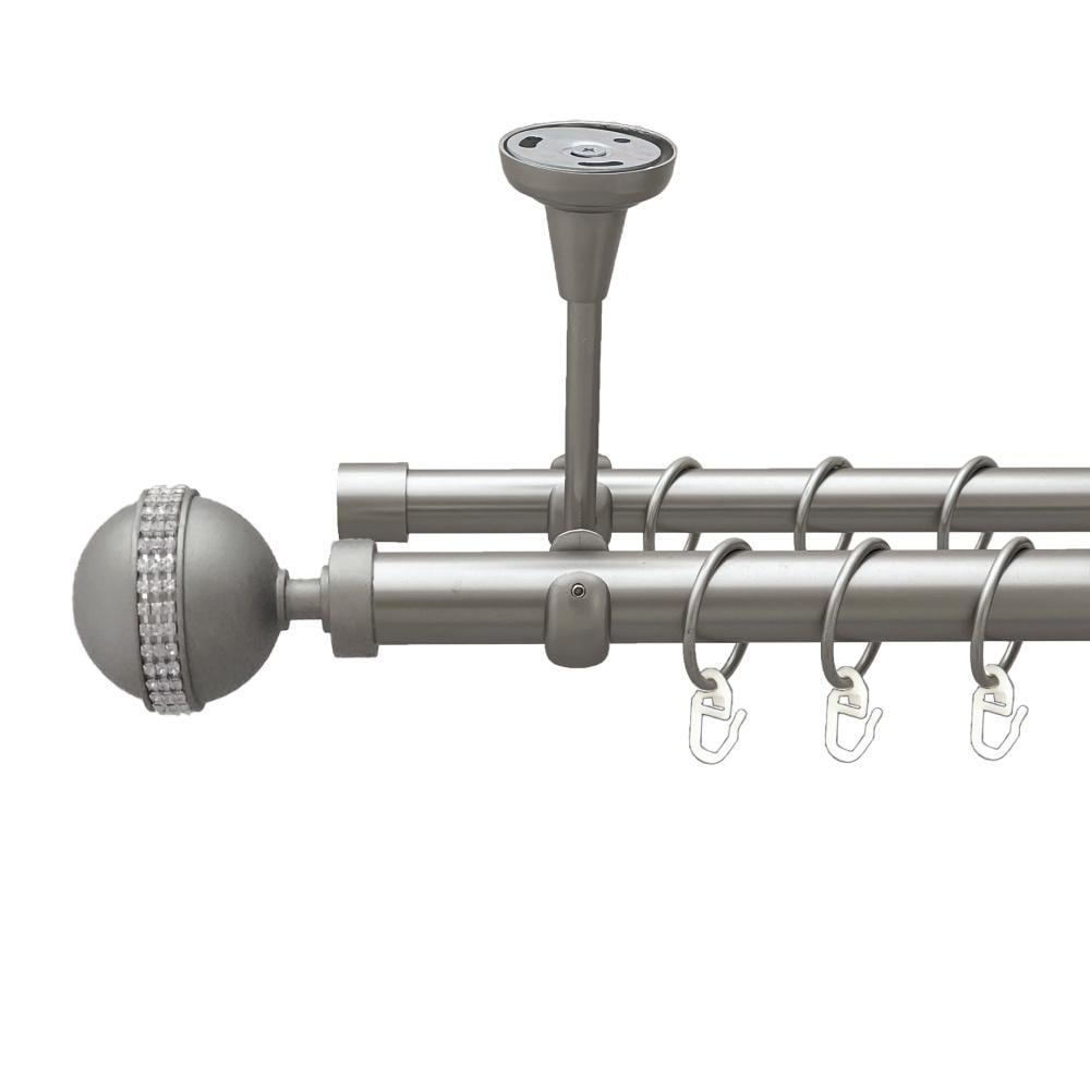 Карниз Orvit Авея металевий дворядний відкритий до стелі гладка труба кільце металеве 25/19 мм 160 см Сатин (00-00023856)