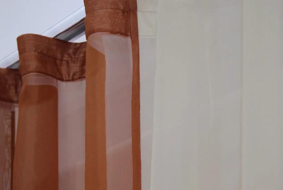 Комплект штор на кухню/балкон 265х170 см Терракотовый/Бежевый (017к) - фото 3 Комплект штор на кухню/балкон 265х170 см Терракотовый/Бежевый (017к) - фото 3