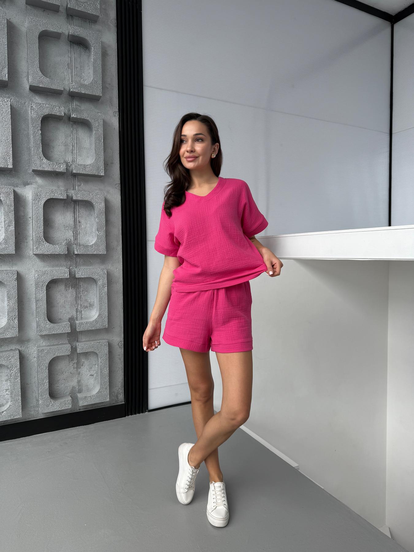 Костюм домашний женский Hawaii COSY с шортами L Малиновый (MSH4) - фото 4