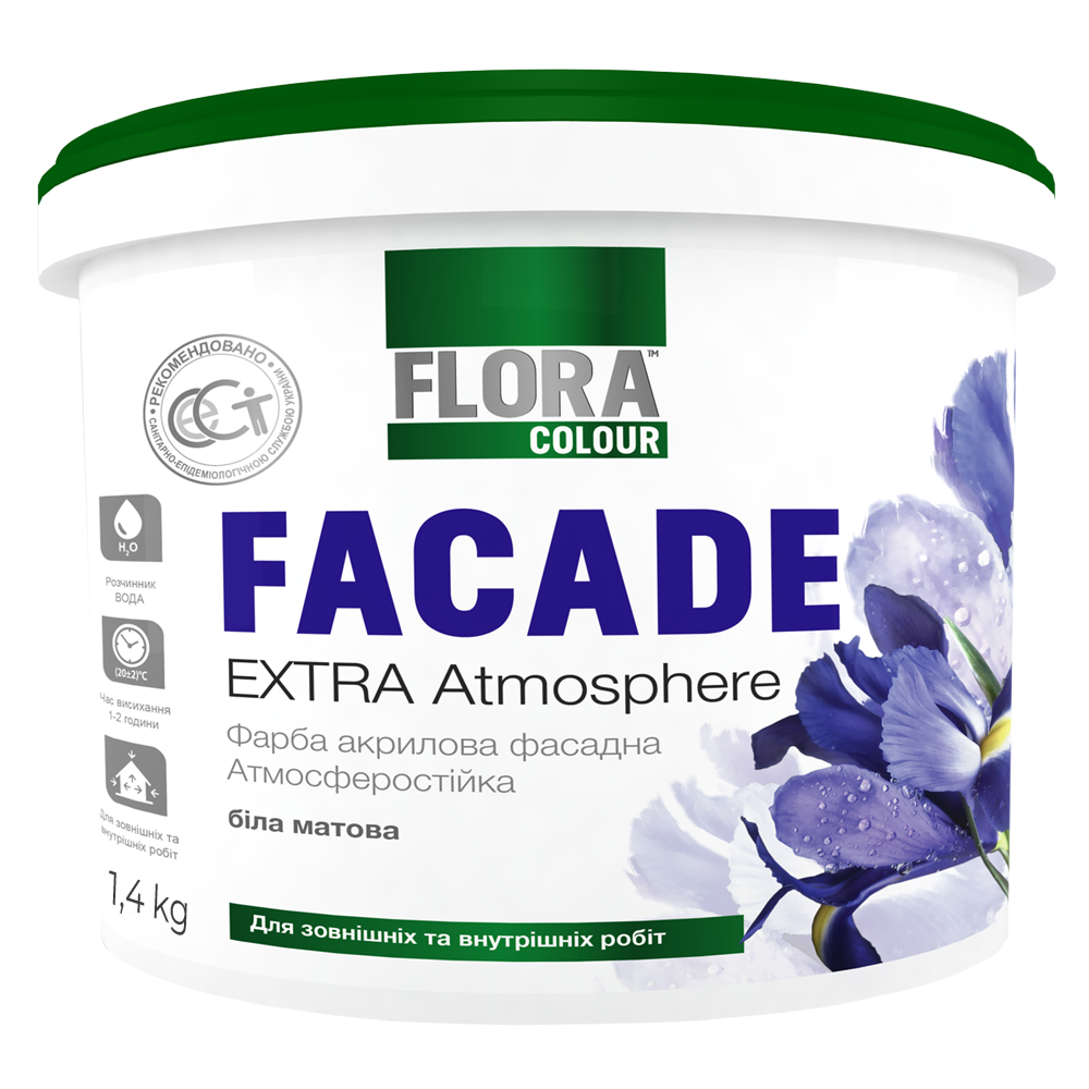 Фарба фасадна атмосферостійка Flora Colour 1,4 кг (3974) Фарба фасадна атмосферостійка Flora Colour 1,4 кг (3974)