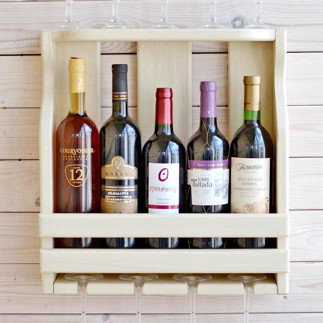 Полка для вина настенная из дерева Сикагура Бланже (ПНК-011901)