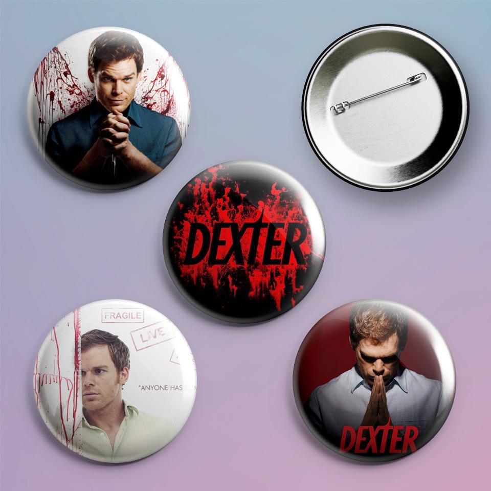 Значки на рюкзак з принтом Dexter 4 шт.