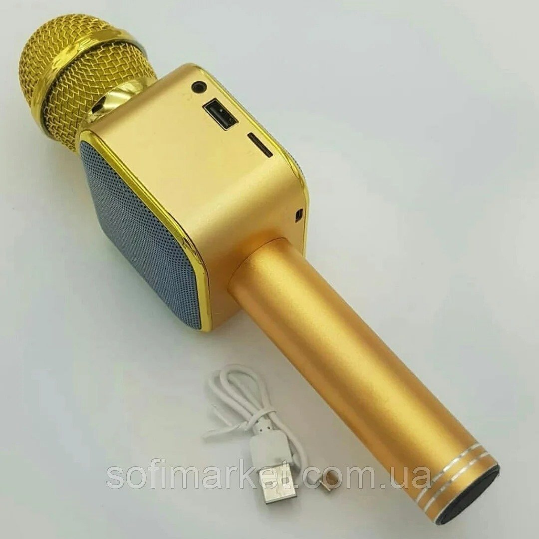 Беспроводной портативный Bluetooth микрофон караоке Wster WS-1818 Gold - фото 4