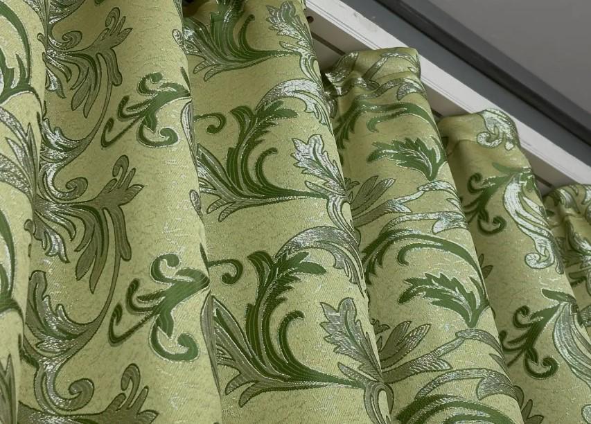 Тканина для штор жакард Завиток 1,45 м Оливковий (1649ш) - фото 6