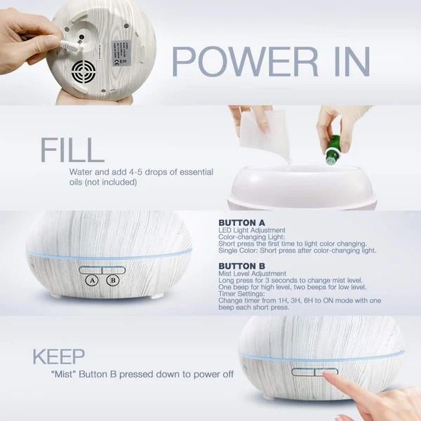 Увлажнитель воздуха-аромадифузор с подсветкой 7 цветов 300 мл Белое дерево (17530) - фото 9 Увлажнитель воздуха-аромадифузор с подсветкой 7 цветов 300 мл Белое дерево (17530) - фото 9