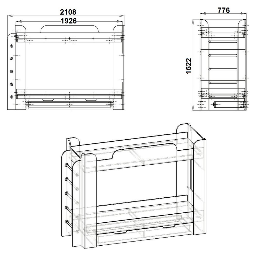 Ліжко двоярусне Компаніт Твікс-1 Вільха (11846) - фото 2 Ліжко двоярусне Компаніт Твікс-1 Вільха (11846) - фото 2