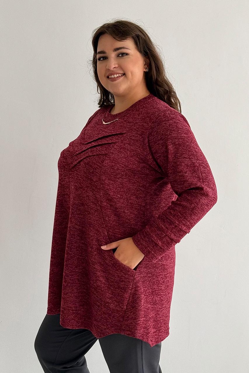 Туніка жіноча батал PANNI Божена м'який трикотаж р. 56-58 Бордовий (Р2508252252) - фото 2 Туніка жіноча батал PANNI Божена м'який трикотаж р. 56-58 Бордовий (Р2508252252) - фото 2