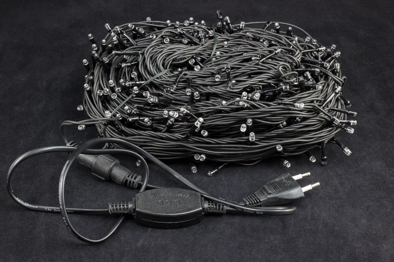 Гірлянда для вулиці нитка 400 LED від мережі 40 м Чорний провід/Білий (w.01.6B.400.F+) - фото 2