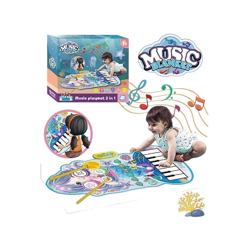 Развивающий коврик интерактивный музыкальный 2в1 пианино и барабаны (YYD-06) - фото 2