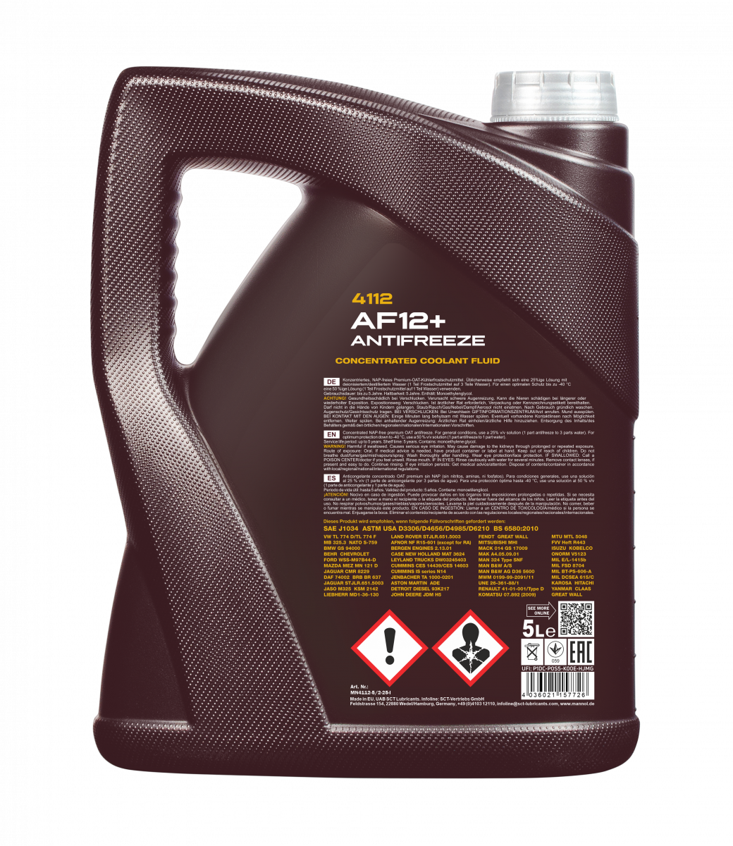 Концентрат антифризу Mannol 4112 Longlife Antifreeze AF12+ 5 л Червоний (MN4112-5) - фото 2 Концентрат антифризу Mannol 4112 Longlife Antifreeze AF12+ 5 л Червоний (MN4112-5) - фото 2