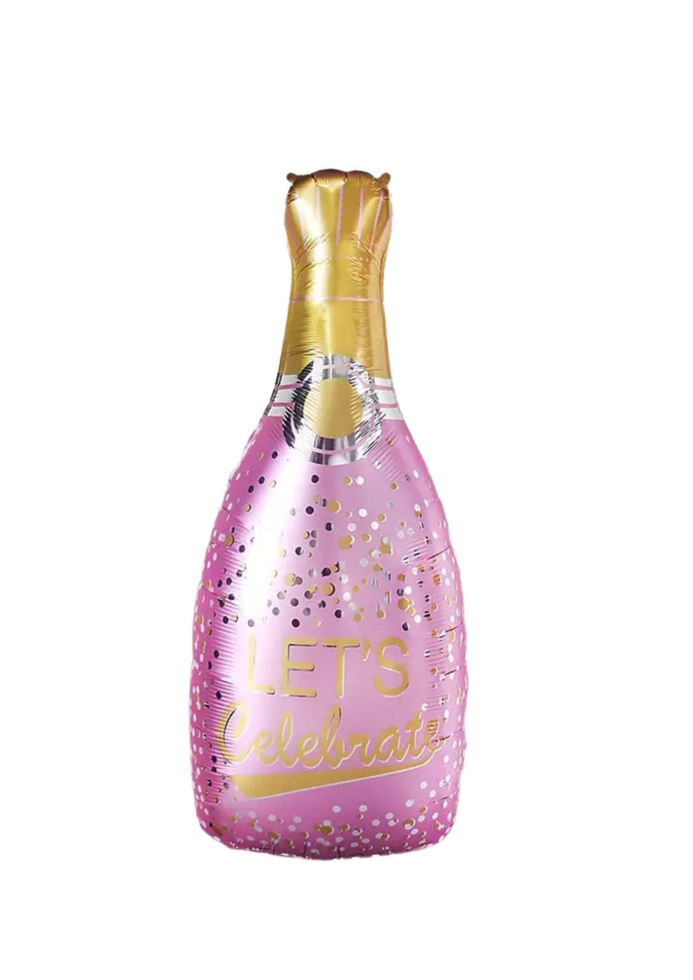 Повітряна кулька фольгована Пляшка шампанського ''Let's celebrate'' 1 м Рожевий (56)