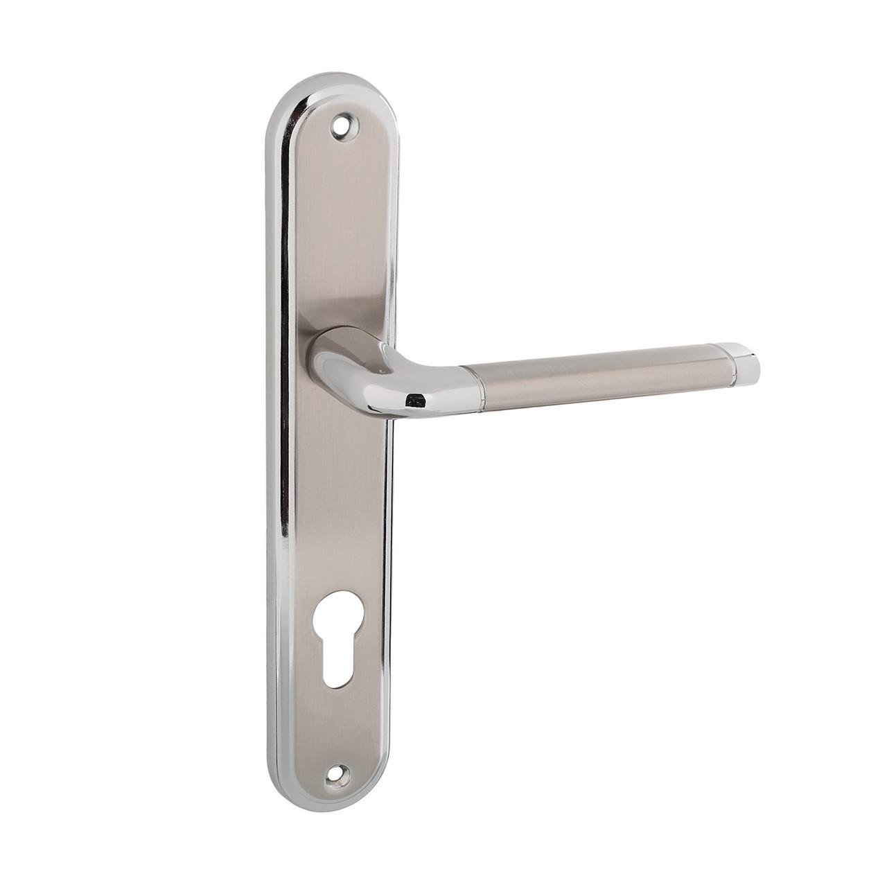 Ручка на планке под цилиндр 92 мм Siba MILAS Матовый никель/Полированный хром (A32 3 22 07 (92)