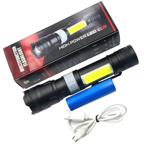 Фонарь PL-826-P70+COB 1х18650 магнит зажим ЗУ microUSB Zoom Box White/Red (2245502046)