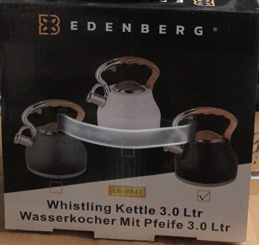 Чайник з мармуровим покриттям Edenberg зі свистком та тришаровим капсульним дном 3 л Black (EB-8843) - фото 5 Чайник з мармуровим покриттям Edenberg зі свистком та тришаровим капсульним дном 3 л Black (EB-8843) - фото 5