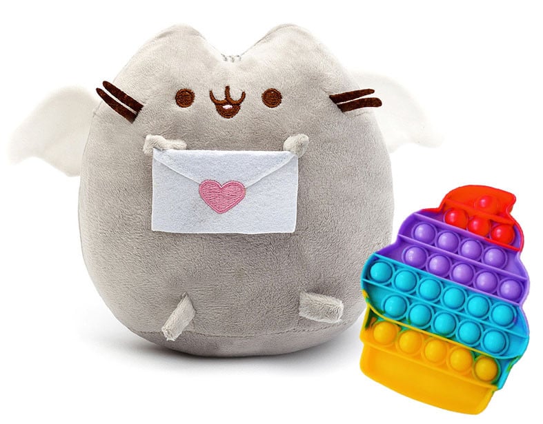 Набір м'яка іграшка кіт з листом Pusheen cat 18х15 см з антистресом Pop It морозиво (n-1791)