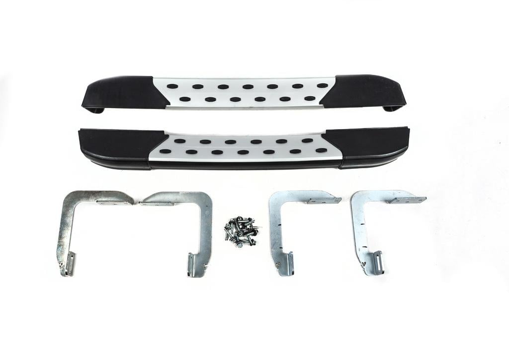 Боковые пороги DOT-Line за колесом Long Omsa Line для Volkswagen Crafter 2006-2016 гг. алюминий Серый