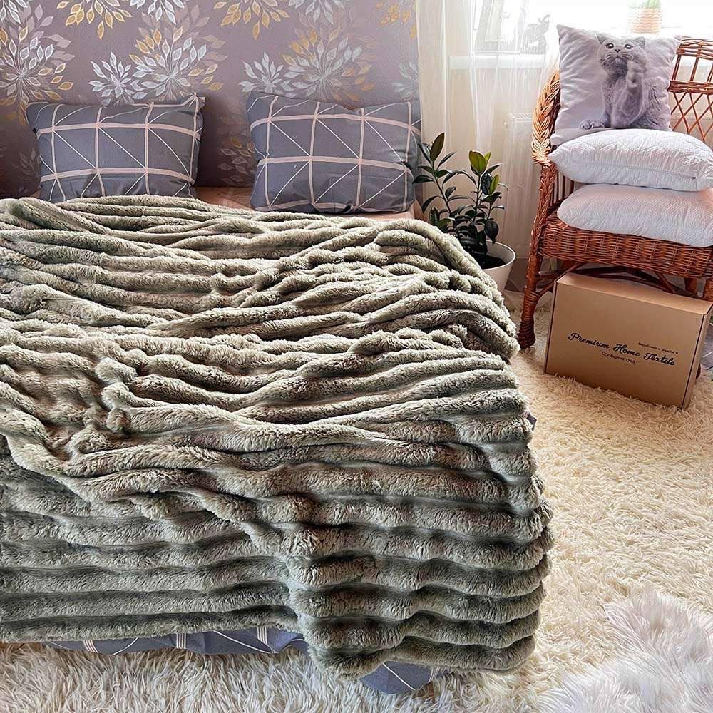 Плед широка смужка 200х230 см Зелений (Д-Mpled003/2-04) - фото 3