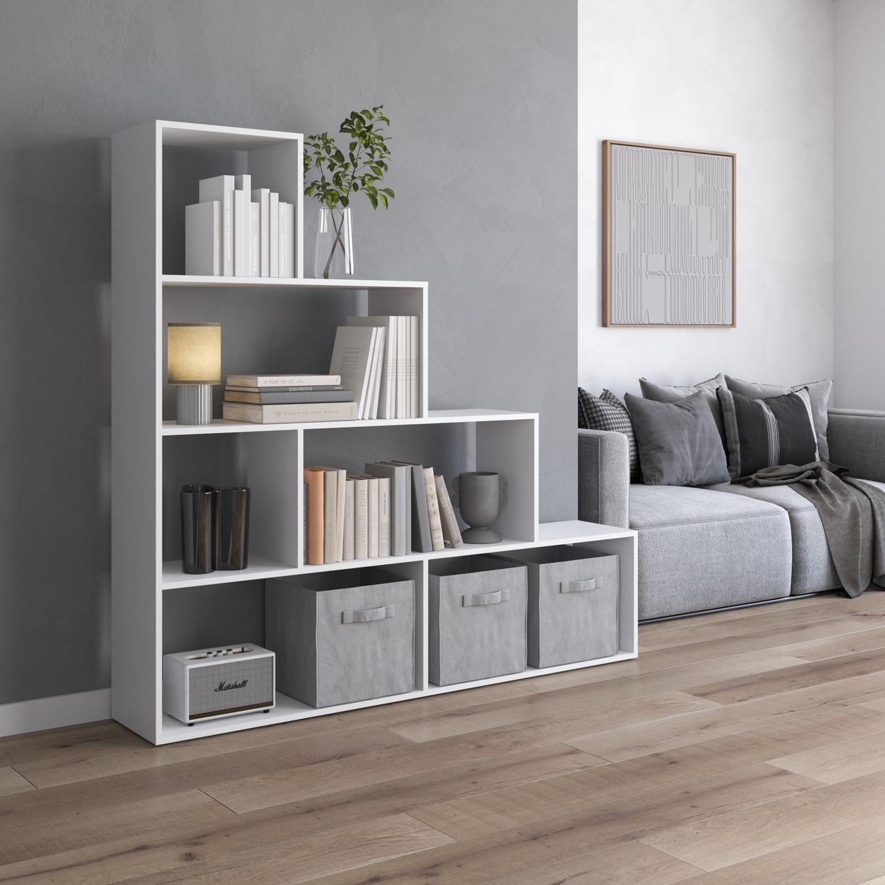 Стелаж для книг та декору на 6 комірок з ламінованого ДСП 1560x1640x290 мм Білий (hm-57-wh)