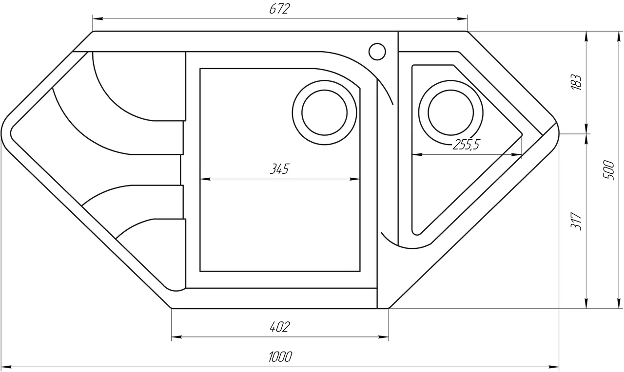 Мийка гранітна Globus Lux GARDA 1000х500 мм Перлинний (04000062) - фото 7