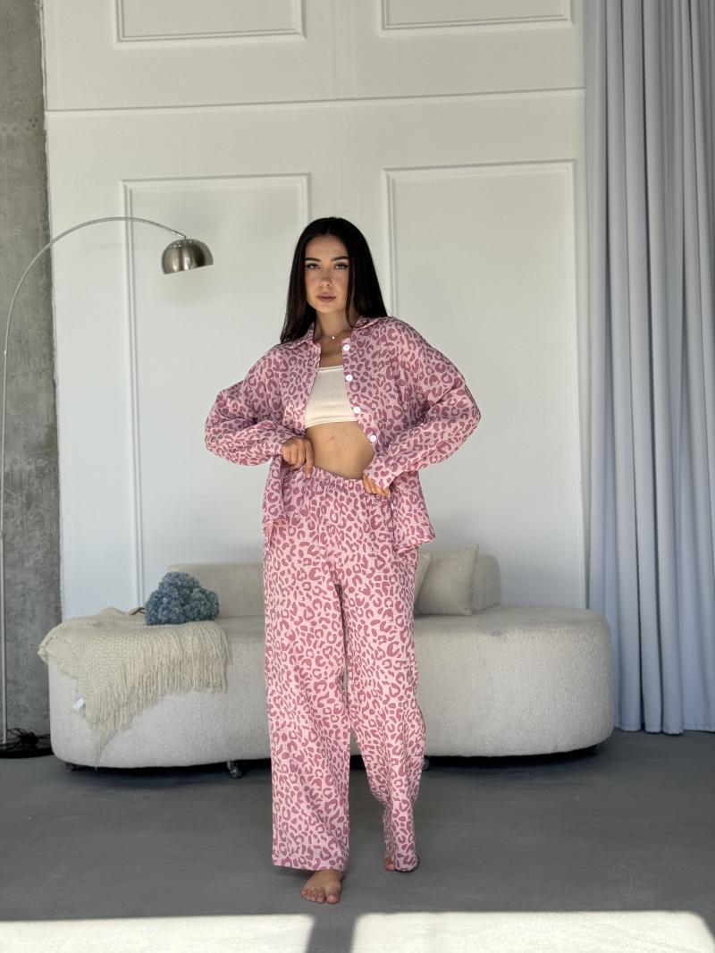 Піжама жіноча з мусліну Leo XL Пудровий (MR26217773) - фото 4 Піжама жіноча з мусліну Leo XL Пудровий (MR26217773) - фото 4