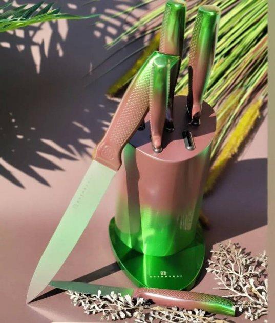 Набір ножів Edenberg 6 пр. з підставкою Коричнево-зелений (EB-11022) - фото 1 Набір ножів Edenberg 6 пр. з підставкою Коричнево-зелений (EB-11022) - фото 1