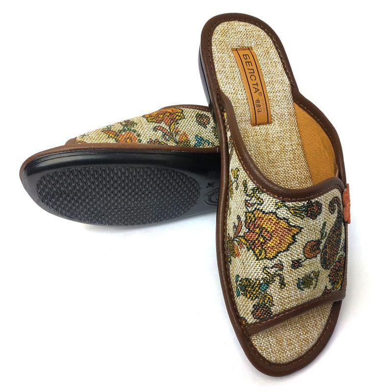 Тапочки домашние женские БЕЛСТА цветочный принт 166 p. 38 24-24,5 см Коричневый