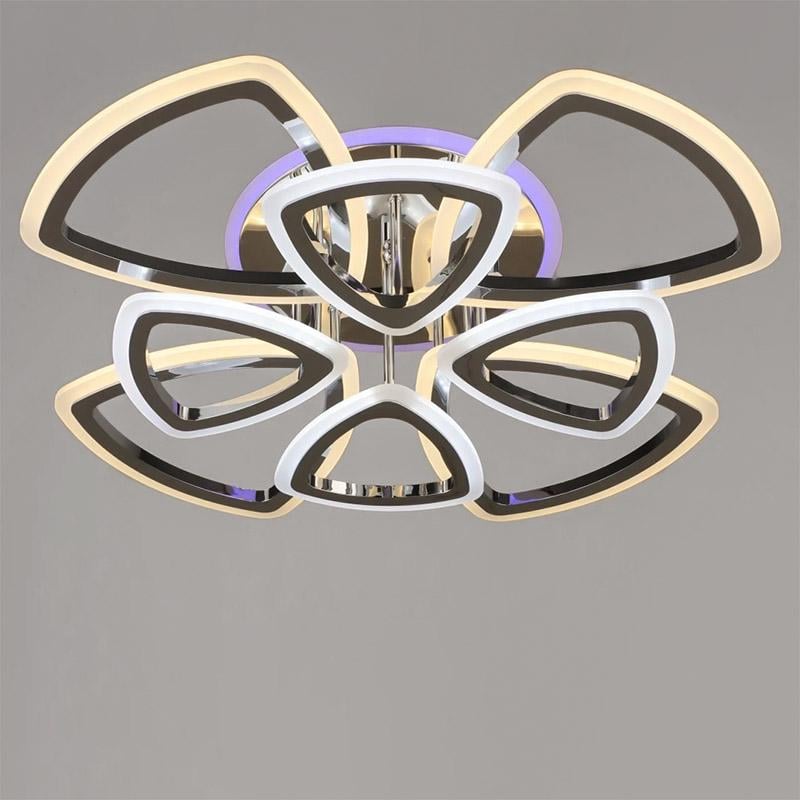 Люстра потолочная Light House SRS-16352/4+4 LED с RGB подсветкой 184 W и пультом Хром