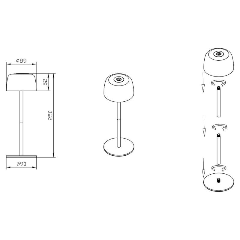Настольная лампа аккумуляторная Zuma Line LED/2W/1200 mAh IP44 Кремовая (27074479) - фото 5