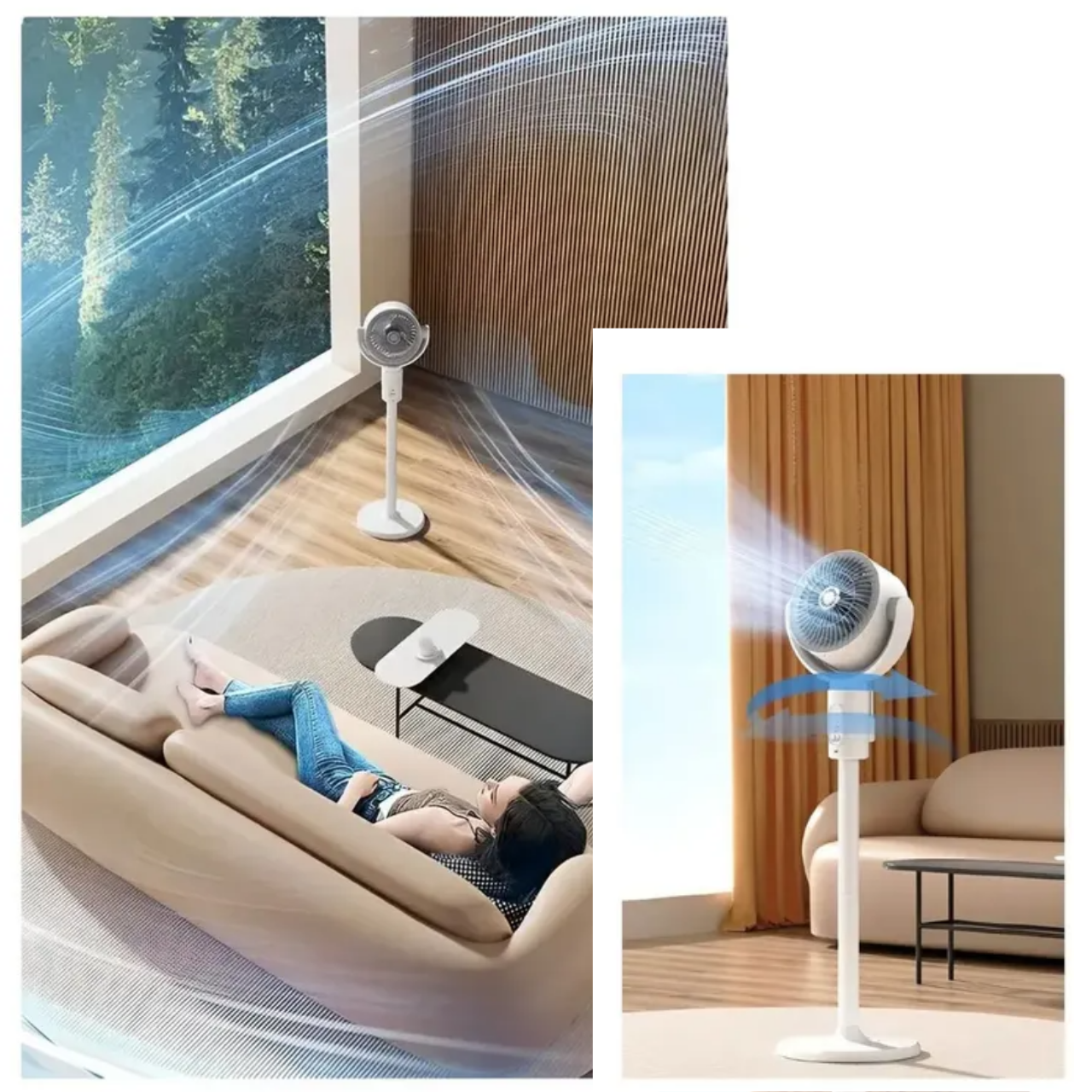 Вентиляторинновационный беспроводной 3в1 с пультом 5 скоростей 8 режимов таймера регулируемая высота аромадиффузор Type-C Белый (4825569415) - фото 8