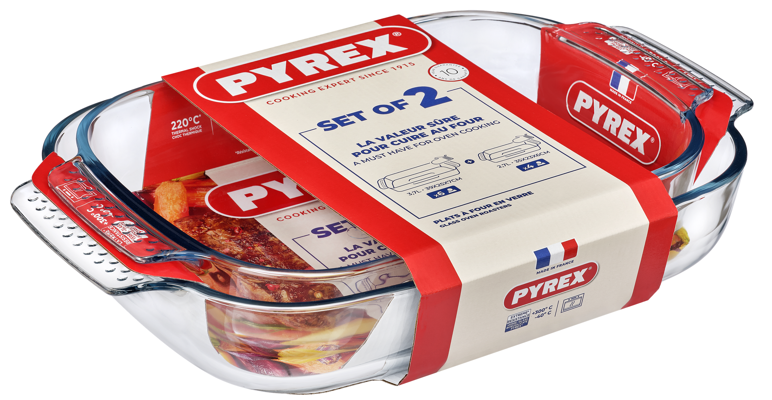 Набір форм для випікання Pyrex Classic прямокутні скляні 38х25/34х22 см 3,7/2,7 л (913S608/8043)