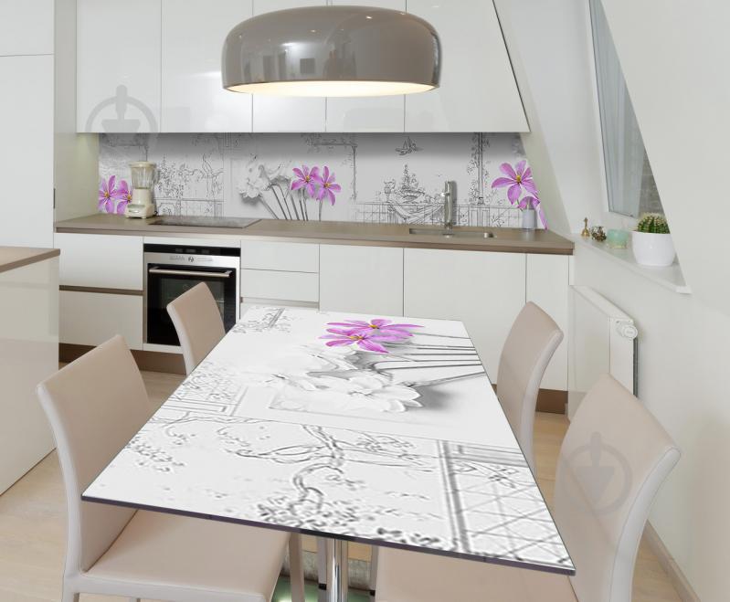 Наклейка виниловая на стол Zatarga  "Жемчуг Фиолетовые Цветы" 600х1200 мм