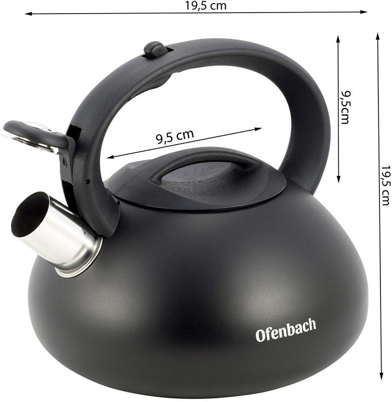 Чайник Ofenbach Happy Kettle з нержавіючої сталі зі свистком 2,5 л Чорний матовий - фото 3