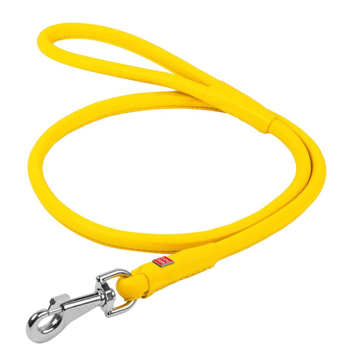 Повідець для собак шкіряний Waudog Glamour круглий 13 мм х 122 см Жовтий (33798 Col)