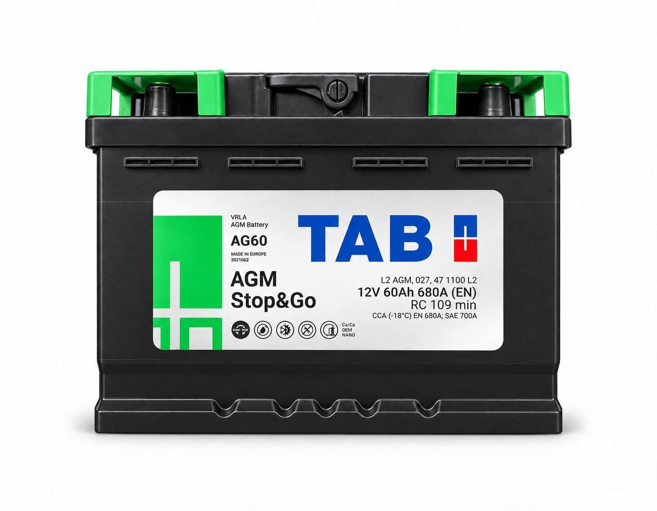 Акумулятор автомобільний TAB AGM 60 Ah 680A 12V (3193641272) Акумулятор автомобільний TAB AGM 60 Ah 680A 12V (3193641272)