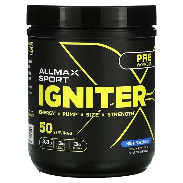 Комплекс до тренировки AllMax Nutrition Igniter Pre-Workout 320 г 50 порций Blue Raspberry