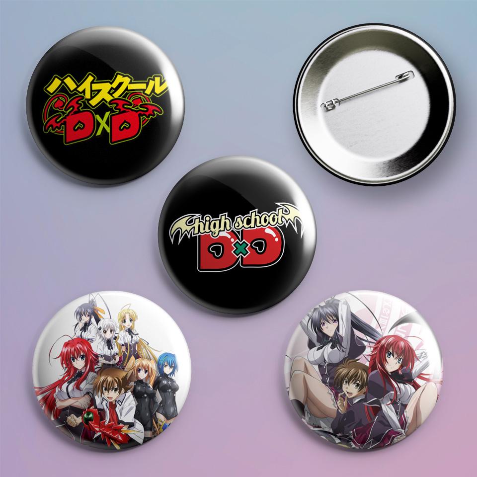 Значки на рюкзак з принтом аніме High School DxD 4 шт.