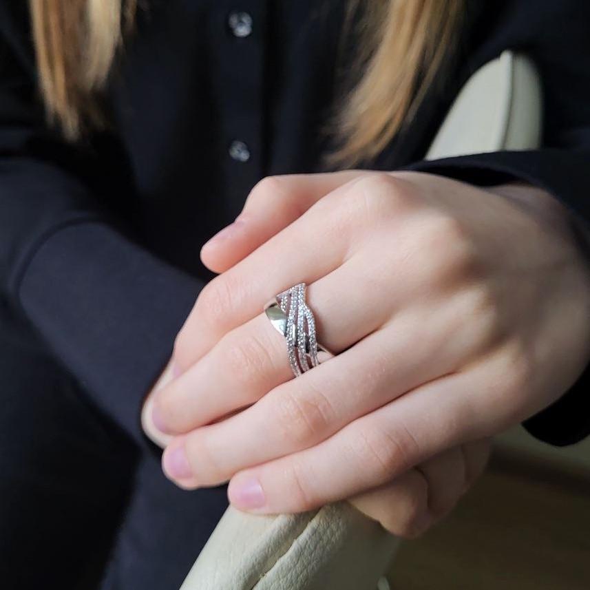 Каблучка широка із каменями срібло 925 проби родоване 3,10 г р. 17.5 (4294р) - фото 3 Каблучка широка із каменями срібло 925 проби родоване 3,10 г р. 17.5 (4294р) - фото 3