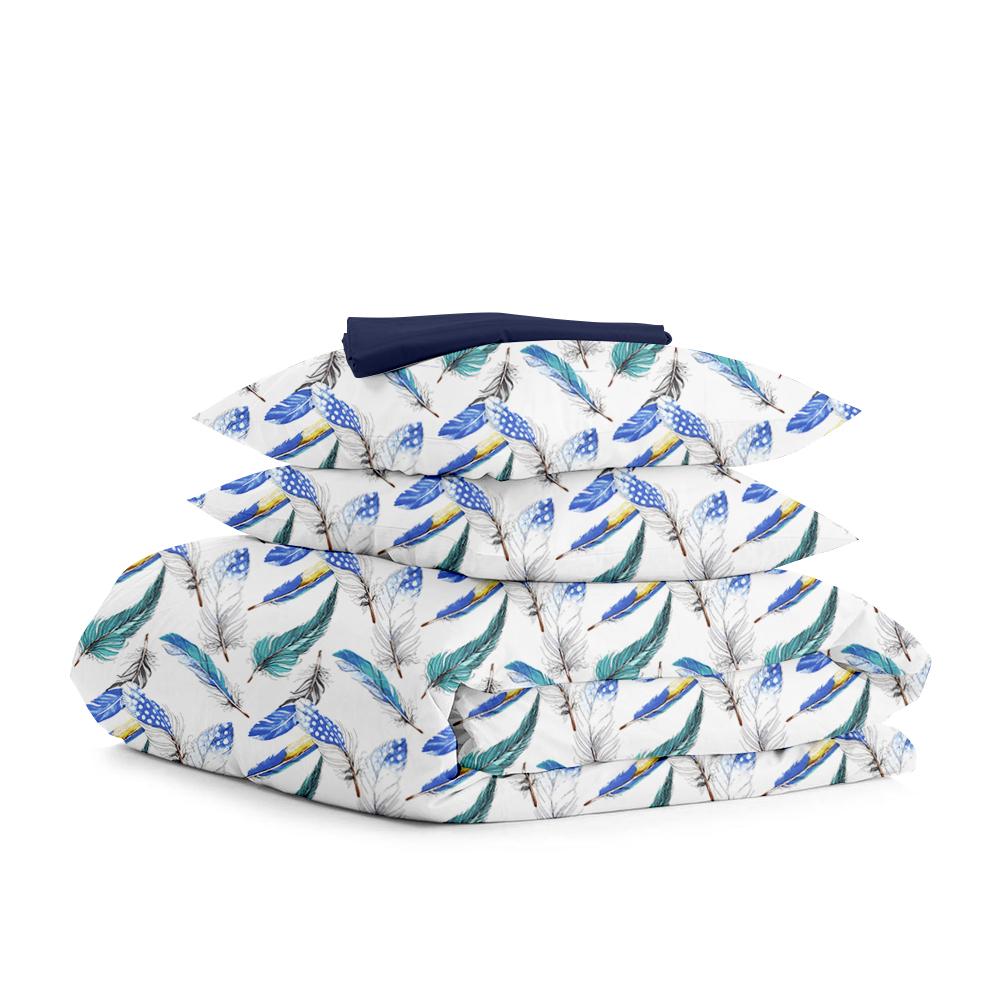 Двуспальный постельный комплект Cosas Feather Mint Dark Blue 180х220 см (4822052045930)