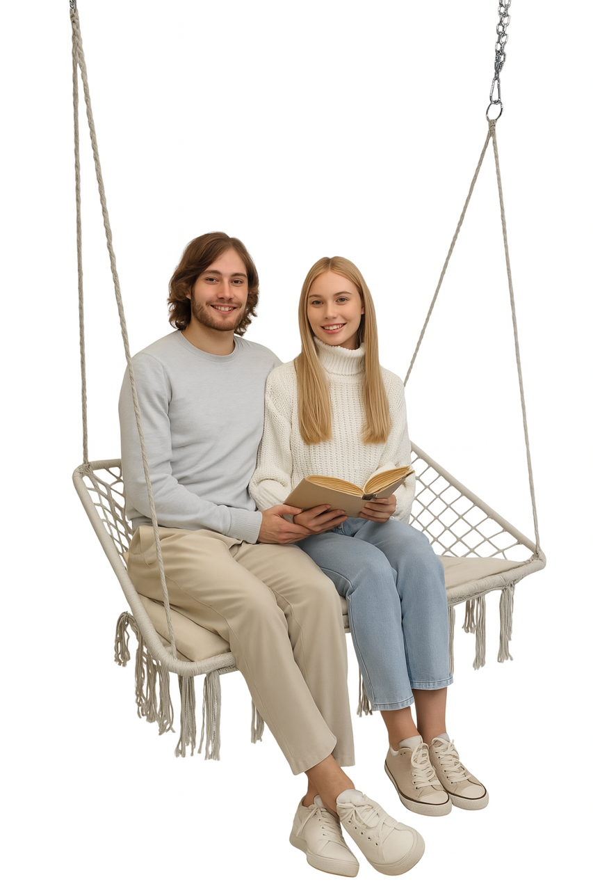 Качели WCG с подушкой двухместные 120 см Белый (QNSW09WH) - фото 7 Качели WCG с подушкой двухместные 120 см Белый (QNSW09WH) - фото 7