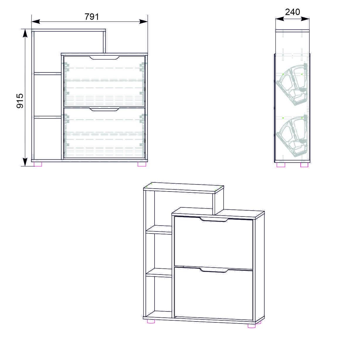 Тумба под обувь Компанит SC-21 79,1х24х91,5 см Бук (28427338) - фото 2 Тумба под обувь Компанит SC-21 79,1х24х91,5 см Бук (28427338) - фото 2
